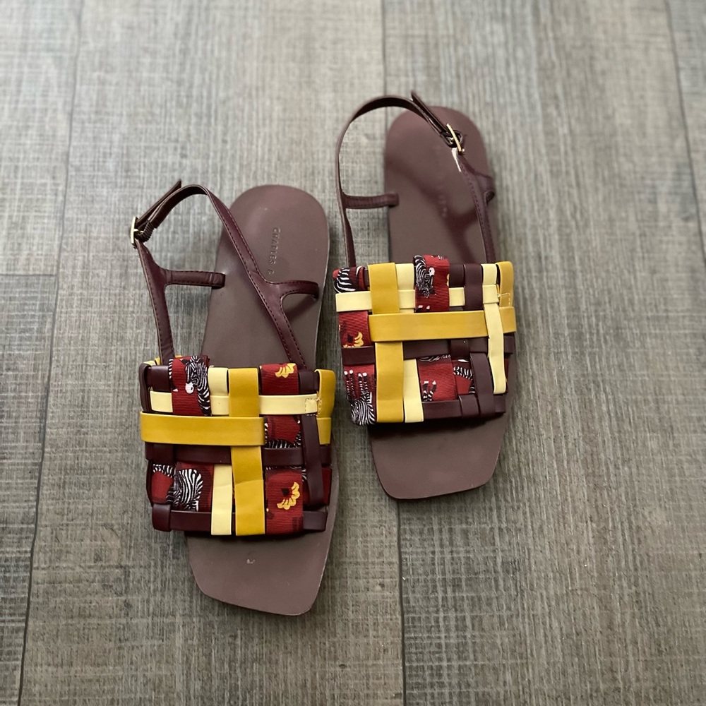 Charles & Keith Yellow and Red Sandals